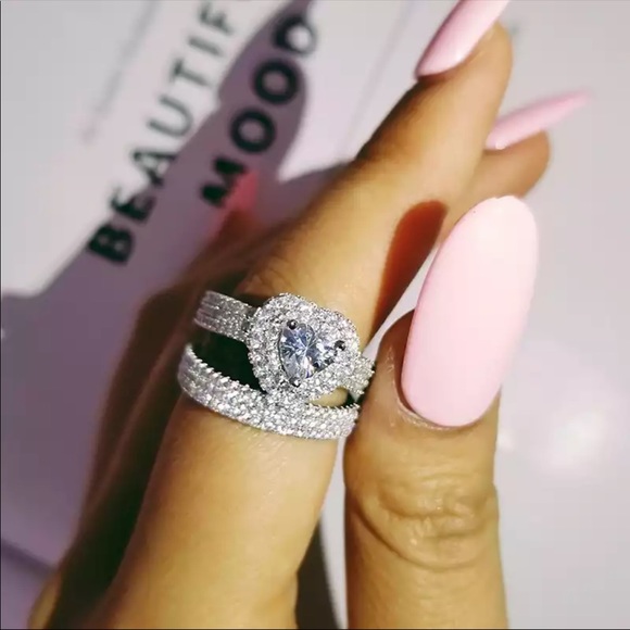 New 925 Silver Romantic Set Diamond Ring - Picture 5 of 5